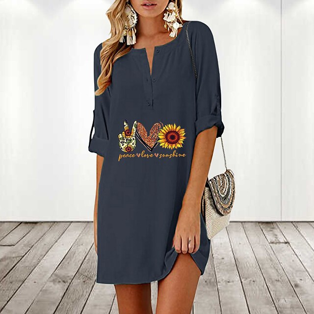 Women's Shift Dress Short Mini Dress Black Gray Navy Blue Half Sleeve Floral Heart Print Spring Summer V Neck Stylish Casual Modern 2022 S M L XL XXL
Women's Shift Dress Short Mini Dress Black Gray Navy Blue Half Sleeve Floral Heart Print Spring Summer V Neck Stylish Casual Modern 2022 S M L XL XXL