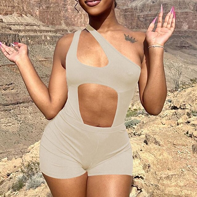Women's Romper Backless Cut Out Solid Color One Shoulder Active Home Sport Regular Fit Sleeveless Black Wine Apricot S M L Spring
Women's Romper Backless Cut Out Solid Color One Shoulder Active Home Sport Regular Fit Sleeveless Black Wine Apricot S M L Spring