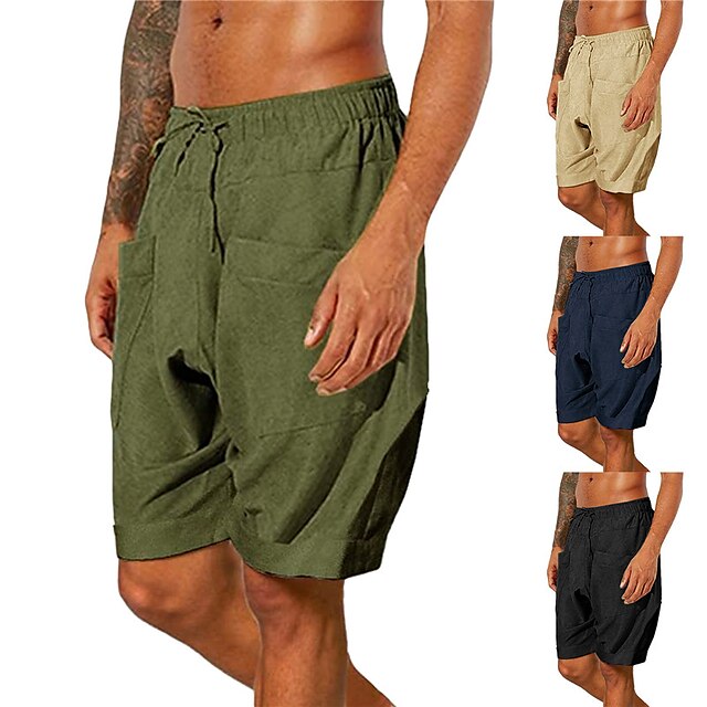 Men's Casual Boho Shorts Beach Shorts Elastic Drawstring Design Front Pocket Knee Length Pants Daily Yoga Solid Color Cotton Blend Comfort Breathable Mid Waist ArmyGreen Black Dark Blue Yellow S M L
Men's Casual Boho Shorts Beach Shorts Elastic Drawstring Design Front Pocket Knee Length Pants Daily Yoga Solid Color Cotton Blend Comfort Breathable Mid Waist ArmyGreen Black Dark Blue Yellow S M L