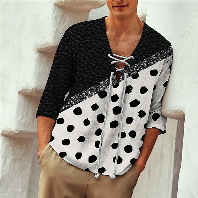 Men's Shirt 3D Print Polka Dot Color Block V Neck Casual Daily 3D Print Drawstring 3/4 Length Sleeve Tops Casual Fashion Designer Comfortable Black
Men's Shirt 3D Print Polka Dot Color Block V Neck Casual Daily 3D Print Drawstring 3/4 Length Sleeve Tops Casual Fashion Designer Comfortable Black