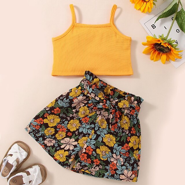 Kids Girls' Tank Shorts Clothing Set 2 Pieces Sleeveless Yellow Floral Leaf Drawstring Print Indoor Outdoor Cute Sweet Regular 2-6 Years
Kids Girls' Tank Shorts Clothing Set 2 Pieces Sleeveless Yellow Floral Leaf Drawstring Print Indoor Outdoor Cute Sweet Regular 2-6 Years