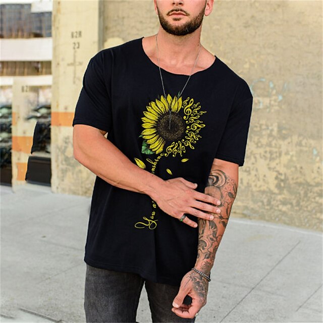 Men's T shirt Hot Stamping Graphic Sunflower Crew Neck Casual Daily Print Short Sleeve Tops Lightweight Fashion Big and Tall Sports Black
Men's T shirt Hot Stamping Graphic Sunflower Crew Neck Casual Daily Print Short Sleeve Tops Lightweight Fashion Big and Tall Sports Black