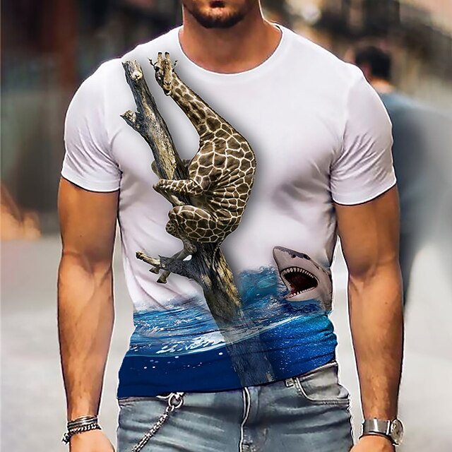 Men's T shirt 3D Print Graphic Deer Animal Crew Neck Daily Sports Print Short Sleeve Tops Casual Classic Designer Big and Tall Blue White Light Blue
Men's T shirt 3D Print Graphic Deer Animal Crew Neck Daily Sports Print Short Sleeve Tops Casual Classic Designer Big and Tall Blue White Light Blue