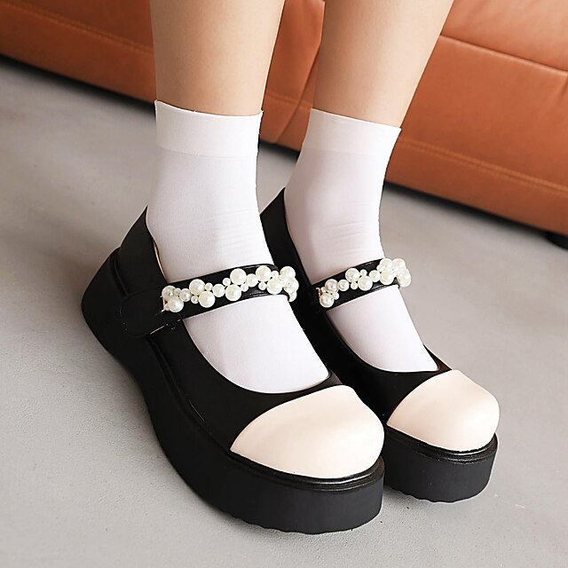Women's Lolita Shoes Buckle Flat Heel Round Toe Preppy Minimalism Daily PU Leather Buckle Spring Summer Color Block Black Beige
Women's Lolita Shoes Buckle Flat Heel Round Toe Preppy Minimalism Daily PU Leather Buckle Spring Summer Color Block Black Beige