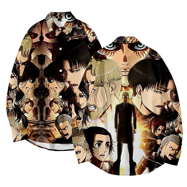 Inspired by Attack on Titan Eren Yeager Levi·Ackerman Cosplay Costume Cartoon Terylene Anime Harajuku Graphic Shirt For Men's / Women's
Inspired by Attack on Titan Eren Yeager Levi·Ackerman Cosplay Costume Cartoon Terylene Anime Harajuku Graphic Shirt For Men's / Women's
