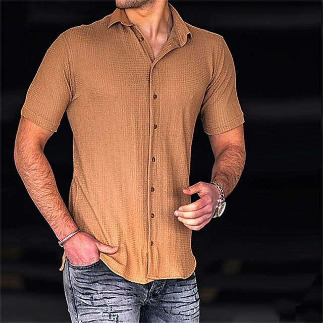 Men's Shirt Solid Color Turndown Street Casual Button-Down Short Sleeve Tops Casual Fashion Breathable Comfortable Khaki
Men's Shirt Solid Color Turndown Street Casual Button-Down Short Sleeve Tops Casual Fashion Breathable Comfortable Khaki