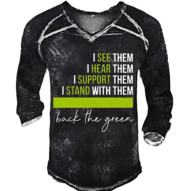 Men's T shirt 3D Print Graphic Letter V Neck Street Casual Print Long Sleeve Tops Fashion Vintage Classic Comfortable Black
Men's T shirt 3D Print Graphic Letter V Neck Street Casual Print Long Sleeve Tops Fashion Vintage Classic Comfortable Black