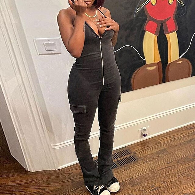 Women's Jumpsuit Backless Zipper Solid Color Halter Neck Active Home Street Regular Fit Sleeveless Dark Gray S M L Spring
Women's Jumpsuit Backless Zipper Solid Color Halter Neck Active Home Street Regular Fit Sleeveless Dark Gray S M L Spring