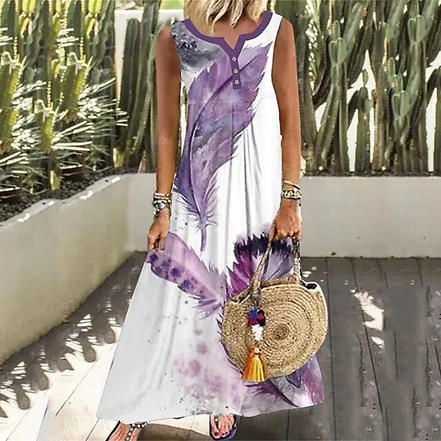 Women's A Line Dress Maxi long Dress Purple Sleeveless Print Print Spring Summer V Neck Elegant Casual Vacation 2022 S M L XL XXL 3XL 4XL 5XL
Women's A Line Dress Maxi long Dress Purple Sleeveless Print Print Spring Summer V Neck Elegant Casual Vacation 2022 S M L XL XXL 3XL 4XL 5XL