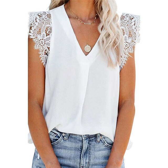 Women's Tank Top Vest Plain Lace Trims V Neck Casual Streetwear Tops Green White Black
Women's Tank Top Vest Plain Lace Trims V Neck Casual Streetwear Tops Green White Black