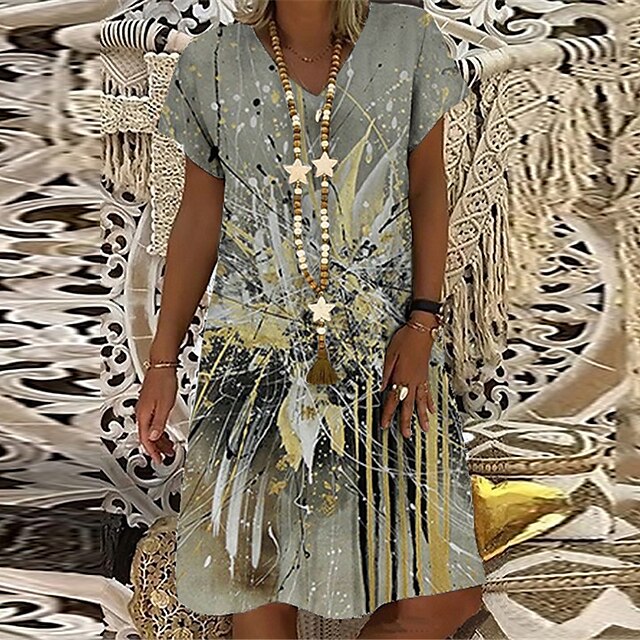 Women's A Line Dress Knee Length Dress Blue Yellow Short Sleeve Color Gradient Print Spring Summer V Neck Stylish Casual Modern 2022 S M L XL XXL 3XL
Women's A Line Dress Knee Length Dress Blue Yellow Short Sleeve Color Gradient Print Spring Summer V Neck Stylish Casual Modern 2022 S M L XL XXL 3XL