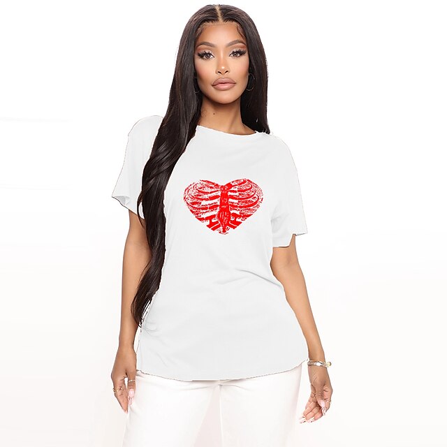 Women's T shirt Graphic Heart Print Round Neck Basic Tops 100% Cotton Green Blue White
Women's T shirt Graphic Heart Print Round Neck Basic Tops 100% Cotton Green Blue White