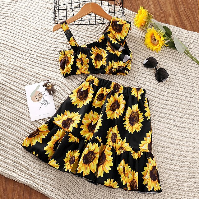 Kids Girls' Tank SKirt Clothing Set 2 Pieces Sleeveless Black Floral Print Active Fashion Short 4-12 Years
Kids Girls' Tank SKirt Clothing Set 2 Pieces Sleeveless Black Floral Print Active Fashion Short 4-12 Years