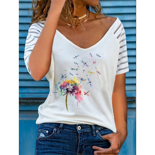 Women's Floral Theme Abstract Painting T shirt Floral Animal Print V Neck Basic Tops White
Women's Floral Theme Abstract Painting T shirt Floral Animal Print V Neck Basic Tops White