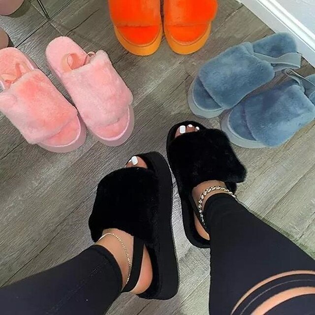 Women's Slippers Plus Size Flat Heel Round Toe Classic Daily Walking Shoes Faux Fur Loafer Spring Summer Black Gray Pink
Women's Slippers Plus Size Flat Heel Round Toe Classic Daily Walking Shoes Faux Fur Loafer Spring Summer Black Gray Pink