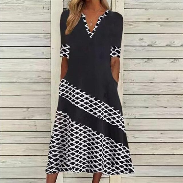 Women's A Line Dress Midi Dress Black Half Sleeve Geometric Pocket Print Spring Summer V Neck Work Vacation 2022 S M L XL XXL
Women's A Line Dress Midi Dress Black Half Sleeve Geometric Pocket Print Spring Summer V Neck Work Vacation 2022 S M L XL XXL