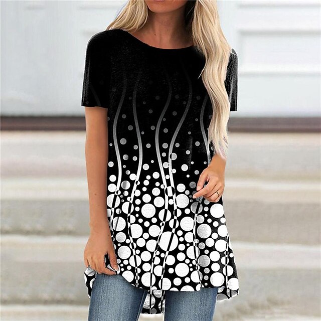 Women's T Shirt Dress Tee Dress Short Mini Dress Blue White Purple Light Blue Short Sleeve Polka Dot Print Spring Summer Crew Neck Casual 2022 S M L XL XXL 3XL 
Women's T Shirt Dress Tee Dress Short Mini Dress Blue White Purple Light Blue Short Sleeve Polka Dot Print Spring Summer Crew Neck Casual 2022 S M L XL XXL 3XL