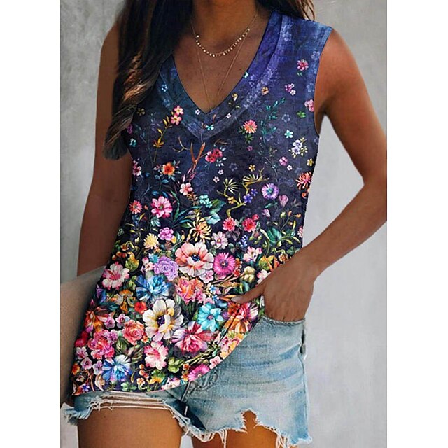 Women's Floral Theme Tank Top Vest Floral Print V Neck Casual Streetwear Tops Green Blue Purple / 3D Print
Women's Floral Theme Tank Top Vest Floral Print V Neck Casual Streetwear Tops Green Blue Purple / 3D Print