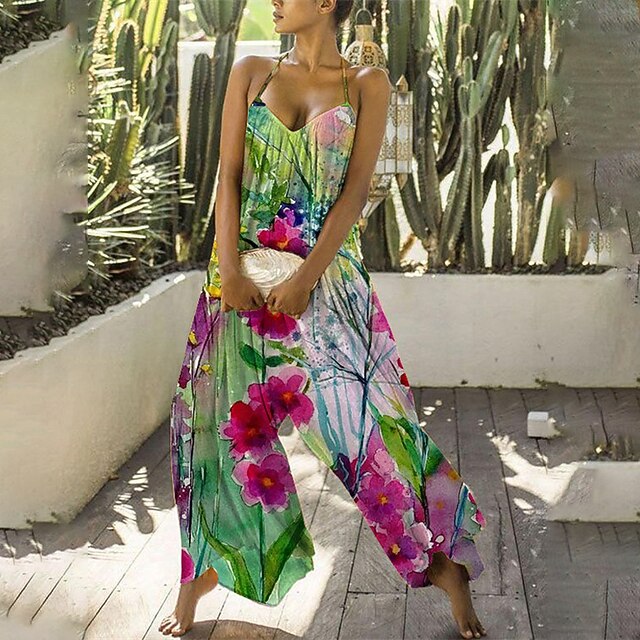 Women's Jumpsuit Backless Print Floral Halter Neck Holiday Street Casual Regular Fit Sleeveless Green Blue Purple S M L Fall
Women's Jumpsuit Backless Print Floral Halter Neck Holiday Street Casual Regular Fit Sleeveless Green Blue Purple S M L Fall