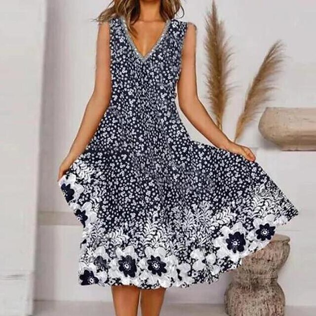 Women's A Line Dress Knee Length Dress Green Blue Black Wine Sleeveless Floral Print Spring Summer V Neck Casual 2022 S M L XL XXL
Women's A Line Dress Knee Length Dress Green Blue Black Wine Sleeveless Floral Print Spring Summer V Neck Casual 2022 S M L XL XXL