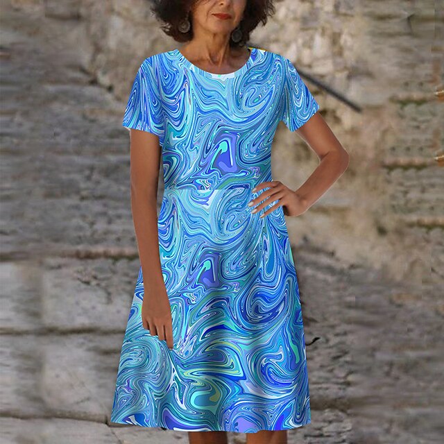 Women's Shift Dress Short Mini Dress Blue Short Sleeve Color Gradient Print Spring Summer Round Neck Stylish Casual Modern 2022 S M L XL XXL 3XL
Women's Shift Dress Short Mini Dress Blue Short Sleeve Color Gradient Print Spring Summer Round Neck Stylish Casual Modern 2022 S M L XL XXL 3XL