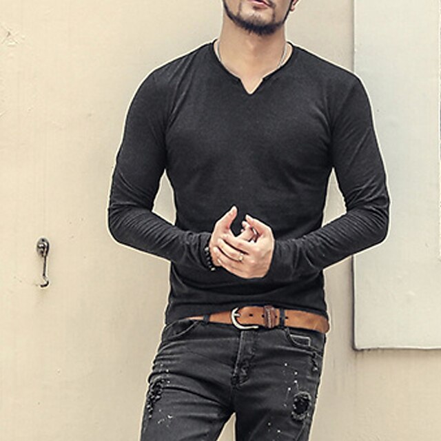 Men's T shirt Solid Color V Neck Street Casual Long Sleeve Tops Casual Fashion Classic Comfortable White Black Wine
Men's T shirt Solid Color V Neck Street Casual Long Sleeve Tops Casual Fashion Classic Comfortable White Black Wine