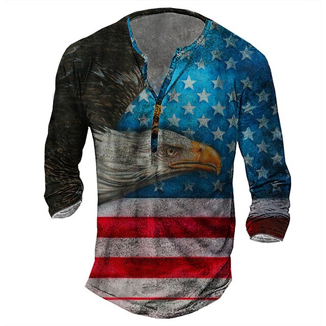 Men's Henley Shirt Tee T shirt 3D Print Graphic Eagle National Flag Plus Size Henley Daily Sports Button-Down Print Long Sleeve Tops Basic Casual Classic Designer Blue
Men's Henley Shirt Tee T shirt 3D Print Graphic Eagle National Flag Plus Size Henley Daily Sports Button-Down Print Long Sleeve Tops Basic Casual Classic Designer Blue