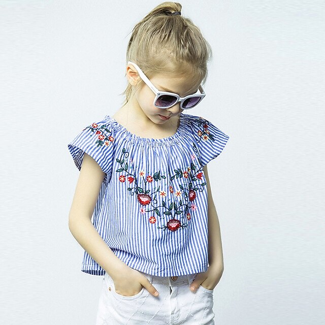 Kids Girls' Shirt Short Sleeve Floral Stripe Light Blue Children Tops Spring Summer Adorable Daily Indoor Outdoor Regular Fit 3-6 Years
Kids Girls' Shirt Short Sleeve Floral Stripe Light Blue Children Tops Spring Summer Adorable Daily Indoor Outdoor Regular Fit 3-6 Years