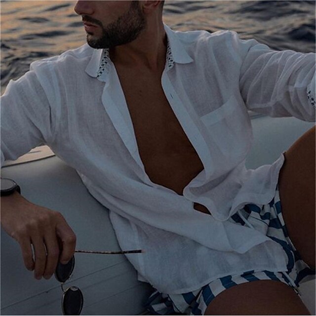 Men's Shirt Solid Color Turndown Street Casual Button-Down Long Sleeve Tops Casual Fashion Breathable Comfortable White
Men's Shirt Solid Color Turndown Street Casual Button-Down Long Sleeve Tops Casual Fashion Breathable Comfortable White