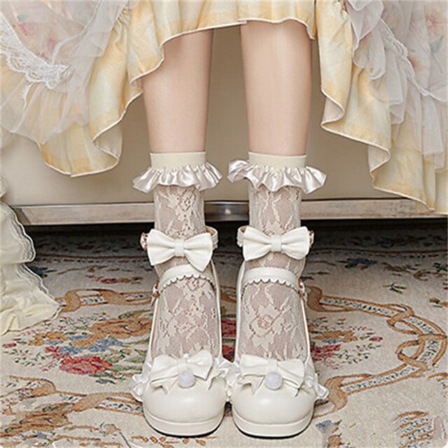 Women's Lolita Shoes Bowknot Chunky Heel Round Toe Sweet Daily PU Leather Ankle Strap Spring Summer Solid Colored White Pink
Women's Lolita Shoes Bowknot Chunky Heel Round Toe Sweet Daily PU Leather Ankle Strap Spring Summer Solid Colored White Pink