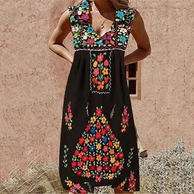 Women's Shift Dress Knee Length Dress Black Purple Sleeveless Floral Print Spring Summer V Neck Vacation Vintage 2022 S M L XL XXL
Women's Shift Dress Knee Length Dress Black Purple Sleeveless Floral Print Spring Summer V Neck Vacation Vintage 2022 S M L XL XXL