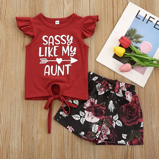Kids Girls' T-shirt Shorts Clothing Set 2 Pieces Short Sleeve Pink Wine Floral Graphic Letter Print Indoor Outdoor Cute Sweet Regular 2-6 Years
Kids Girls' T-shirt Shorts Clothing Set 2 Pieces Short Sleeve Pink Wine Floral Graphic Letter Print Indoor Outdoor Cute Sweet Regular 2-6 Years