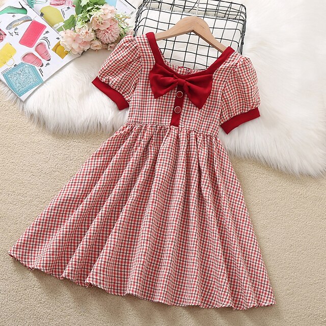 Toddler Little Girls' Dress Plaid A Line Dress Daily Bow Red Knee-length Short Sleeve Princess Dresses Children's Day Summer Loose 2-6 Years
Toddler Little Girls' Dress Plaid A Line Dress Daily Bow Red Knee-length Short Sleeve Princess Dresses Children's Day Summer Loose 2-6 Years