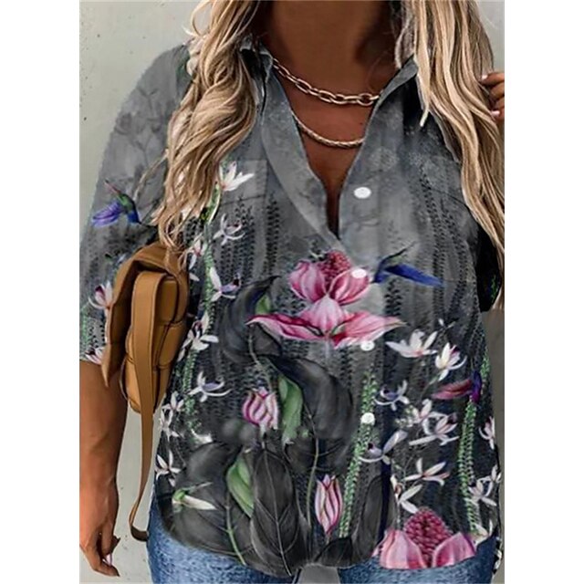 Women's Plus Size Tops Blouse Shirt Floral Button Print 3/4 Length Sleeve Shirt Collar Streetwear Daily Going out Polyester Spring Summer Green Blue
Women's Plus Size Tops Blouse Shirt Floral Button Print 3/4 Length Sleeve Shirt Collar Streetwear Daily Going out Polyester Spring Summer Green Blue