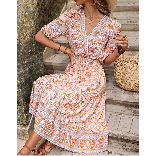 Women's A Line Dress Midi Dress Pink Short Sleeve Floral Print Spring Summer V Neck Casual Vacation Vintage 2022 S M L XL XXL
Women's A Line Dress Midi Dress Pink Short Sleeve Floral Print Spring Summer V Neck Casual Vacation Vintage 2022 S M L XL XXL