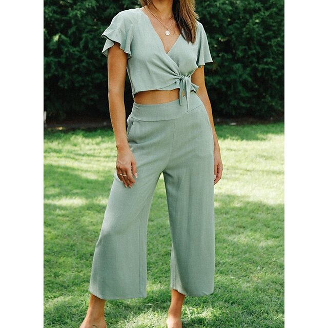 Women's Basic Plain Casual Vacation Two Piece Set Crop Top Blouse Pants Sets Pant Lace up Tops
Women's Basic Plain Casual Vacation Two Piece Set Crop Top Blouse Pants Sets Pant Lace up Tops