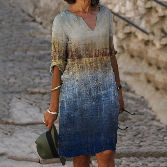 Women's Shift Dress Knee Length Dress Blue Gray Pink Light Green Rainbow Beige Light Blue Half Sleeve Floral Color Gradient Print Spring Summer V Neck Casual 2022 S M L XL XXL 3XL
Women's Shift Dress Knee Length Dress Blue Gray Pink Light Green Rainbow Beige Light Blue Half Sleeve Floral Color Gradient Print Spring Summer V Neck Casual 2022 S M L XL XXL 3XL