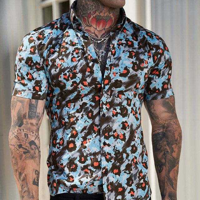 Men's Shirt Leopard Turndown Party Casual Button-Down Short Sleeve Tops Casual Vintage Streetwear Blue White
Men's Shirt Leopard Turndown Party Casual Button-Down Short Sleeve Tops Casual Vintage Streetwear Blue White