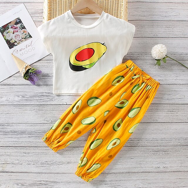 Kids Girls' T-shirt Pants Clothing Set 2 Pieces Short Sleeve Yellow Fruit Print Indoor Outdoor Cute Sweet Regular 2-6 Years
Kids Girls' T-shirt Pants Clothing Set 2 Pieces Short Sleeve Yellow Fruit Print Indoor Outdoor Cute Sweet Regular 2-6 Years