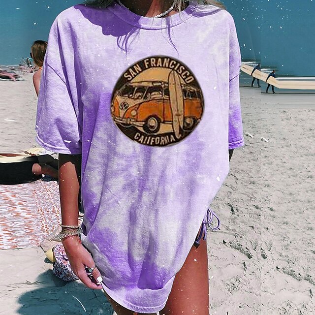 Women's Geometric T shirt Color Gradient Graphic Print Round Neck Vintage Tops Blue Purple Pink
Women's Geometric T shirt Color Gradient Graphic Print Round Neck Vintage Tops Blue Purple Pink
