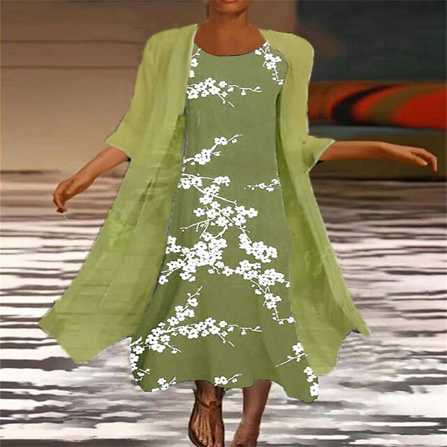 Women's A Line Dress Midi Dress Green 3/4 Length Sleeve Floral Print Spring Summer Crew Neck Casual Boho 2022 S M L XL XXL / 3D Print
Women's A Line Dress Midi Dress Green 3/4 Length Sleeve Floral Print Spring Summer Crew Neck Casual Boho 2022 S M L XL XXL / 3D Print