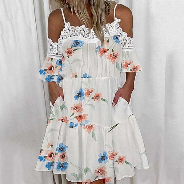 Women's Shift Dress Short Mini Dress White Short Sleeve Floral Ruffle Lace Pocket Spring Summer Spaghetti Strap Casual Vacation 2022 S M L XL XXL 3XL
Women's Shift Dress Short Mini Dress White Short Sleeve Floral Ruffle Lace Pocket Spring Summer Spaghetti Strap Casual Vacation 2022 S M L XL XXL 3XL