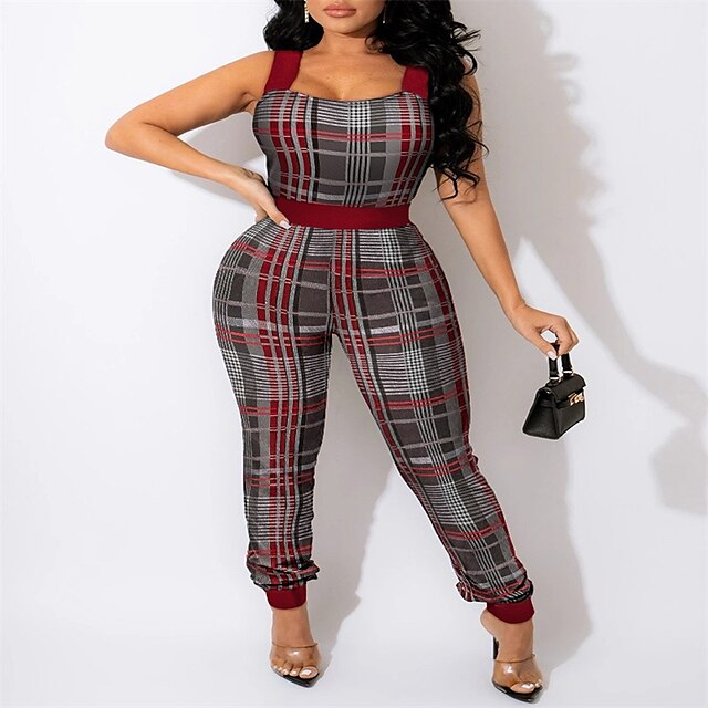 Women's Jumpsuit Patchwork Print Striped Strapless Streetwear Street Straight Bodycon Sleeveless Wine Fall
Women's Jumpsuit Patchwork Print Striped Strapless Streetwear Street Straight Bodycon Sleeveless Wine Fall