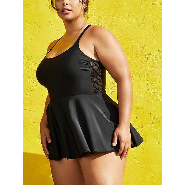 Women's Swimwear One Piece Swim Dress Plus Size Swimsuit Open Back Pure Color Black Strap Bathing Suits New Casual Vacation / Modern / Spa / Padded Bras
Women's Swimwear One Piece Swim Dress Plus Size Swimsuit Open Back Pure Color Black Strap Bathing Suits New Casual Vacation / Modern / Spa / Padded Bras
