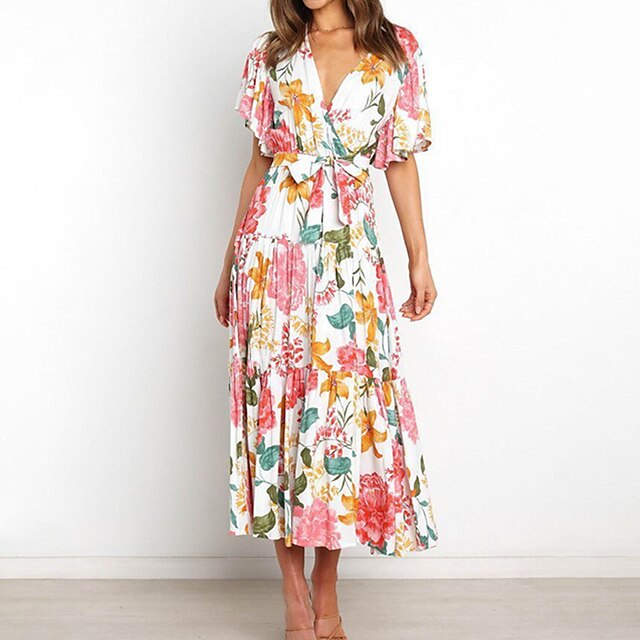Women's Sheath Dress Midi Dress Black Pink Orange Red Short Sleeve Floral Lace up Print Fall Summer V Neck Stylish Elegant Casual 2022 S M L XL
Women's Sheath Dress Midi Dress Black Pink Orange Red Short Sleeve Floral Lace up Print Fall Summer V Neck Stylish Elegant Casual 2022 S M L XL