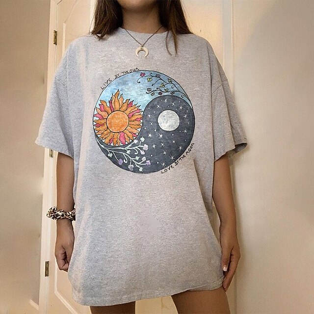 Women's Painting T shirt Floral Cartoon Graphic Print Round Neck Ethnic Vintage Chinoiserie Tops Light gray / 3D Print
Women's Painting T shirt Floral Cartoon Graphic Print Round Neck Ethnic Vintage Chinoiserie Tops Light gray / 3D Print