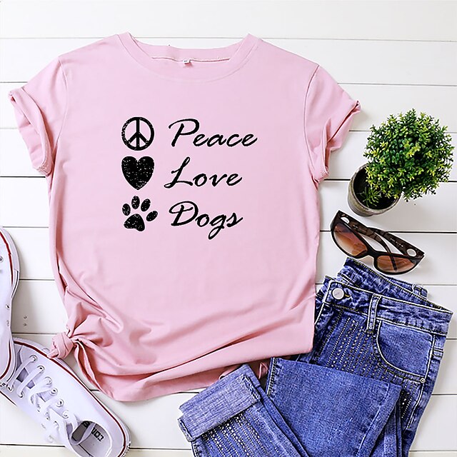 Women's T shirt Graphic Peace Love Letter Print Round Neck Basic Tops White Black Pink
Women's T shirt Graphic Peace Love Letter Print Round Neck Basic Tops White Black Pink