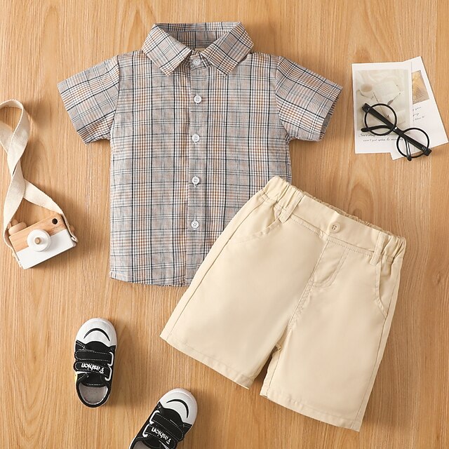 Kids Boys Shirt Shorts Clothing Set 2 Pieces Short Sleeve Khaki Plaid Indoor Outdoor Casual Daily Regular 1-5 Years
Kids Boys Shirt Shorts Clothing Set 2 Pieces Short Sleeve Khaki Plaid Indoor Outdoor Casual Daily Regular 1-5 Years