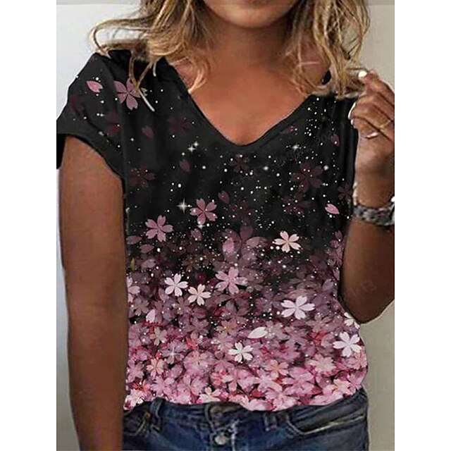 Women's Plus Size Tops T shirt Floral Print Short Sleeve V Neck Streetwear Daily Going out Cotton Spring Summer Black
Women's Plus Size Tops T shirt Floral Print Short Sleeve V Neck Streetwear Daily Going out Cotton Spring Summer Black