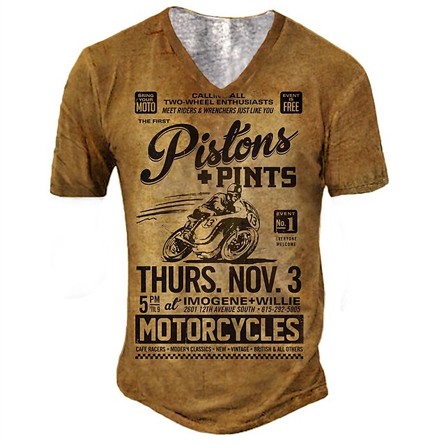 Men's T shirt 3D Print Graphic Prints Letter V Neck Casual Daily Print Short Sleeve Tops Fashion Vintage Classic Comfortable Brown
Men's T shirt 3D Print Graphic Prints Letter V Neck Casual Daily Print Short Sleeve Tops Fashion Vintage Classic Comfortable Brown